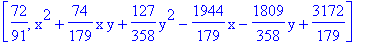 [72/91, x^2+74/179*x*y+127/358*y^2-1944/179*x-1809/358*y+3172/179]